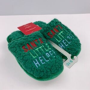 Wondershop Santa's Helper Kids Sherpa Christmas Slippers - 9-10, Green Red Blue